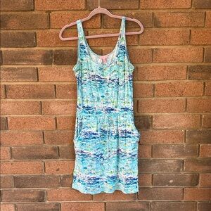 Lilly Pulitzer Kori Sleeveless Blue and Green High Tide Tolie  Mini Dress Size M